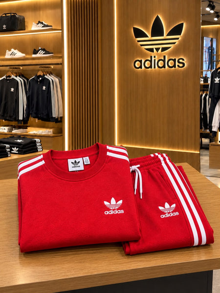 Premium Exclusive Red Contrast Stripe Tracksuit Set