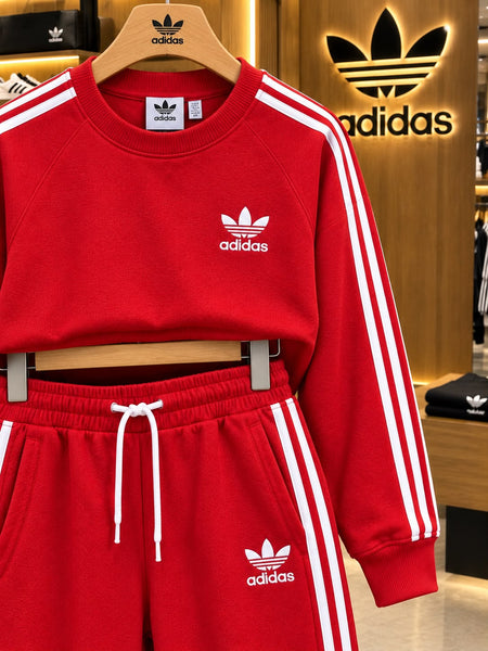 Premium Exclusive Red Contrast Stripe Tracksuit Set