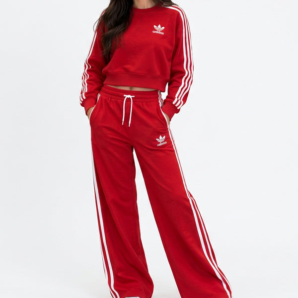 Premium Exclusive Red Contrast Stripe Tracksuit Set