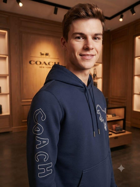 Premium Exclusive Navy Blue Dinosaur Outline Hoodie