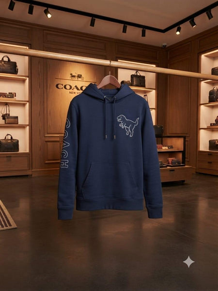 Premium Exclusive Navy Blue Dinosaur Outline Hoodie