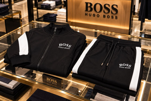 Premium Exclusive High-End Authentic Black Tracksuit Set with White Contrast Stripes