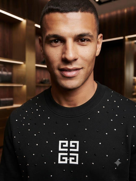 Premium Exclusive High-End Authentic Black Studded Crew-Neck Sweatshirt