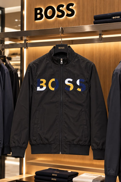 Premium Exclusive High-End Authentic Black Windcheater Jacket with Bold Embroidered Lettering
