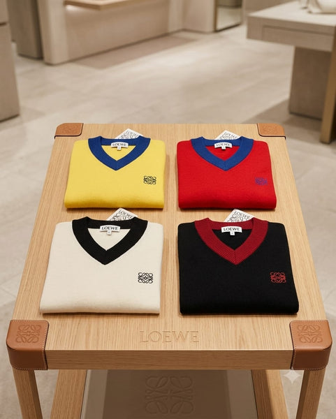 Premium Exclusive High-End Authentic Yellow V-Neck Pullover with Contrast Trim