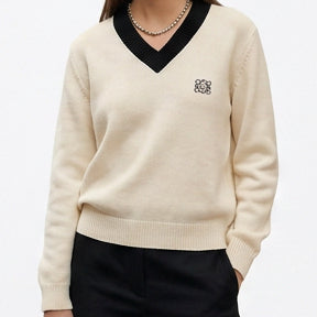 Premium Exclusive High-End Authentic Yellow V-Neck Pullover with Contrast Trim
