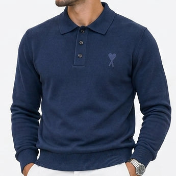 Premium Exclusive High-End Soft Knit Long Sleeve Polo Pullover
