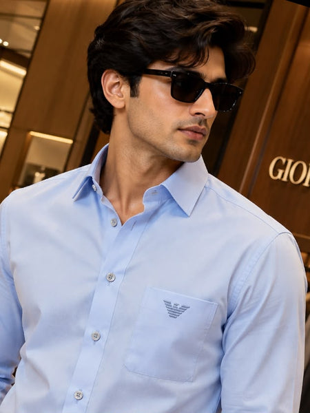 Premium Exclusive High-End Light Blue Formal Button-Down Shirt