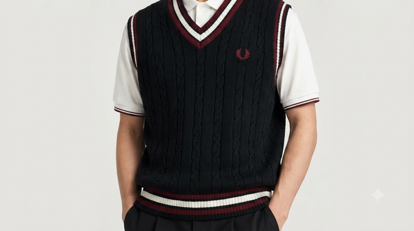 Premium Exclusive High-End Authentic Cable Knit V-Neck Sweater Vest