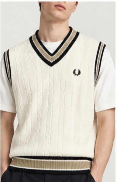 Premium Exclusive High-End Authentic Cable Knit V-Neck Sweater Vest