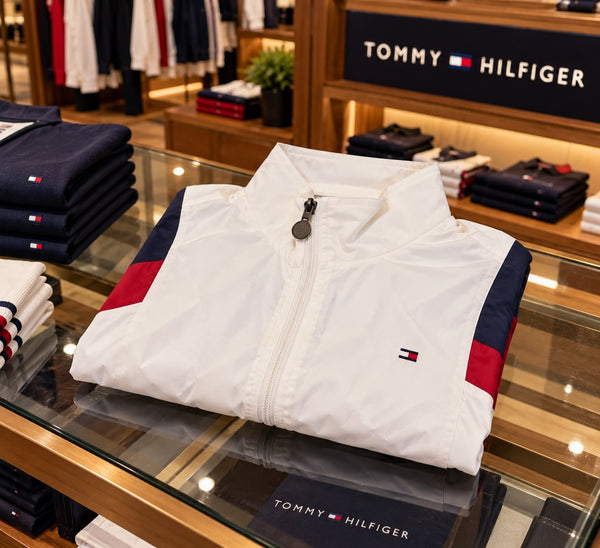 Premium Exclusive High-End Authentic White Color-Block Windcheater Jacket