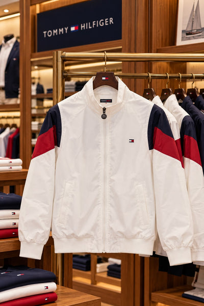 Premium Exclusive High-End Authentic White Color-Block Windcheater Jacket