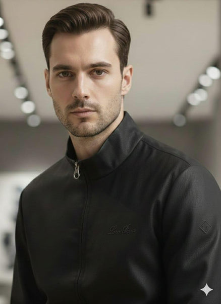 Premium Exclusive High-End Authentic Linen Stand-Collar Zip Jacket