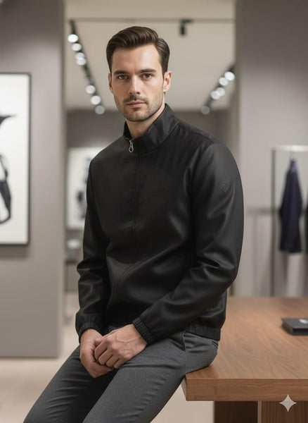 Premium Exclusive High-End Authentic Linen Stand-Collar Zip Jacket