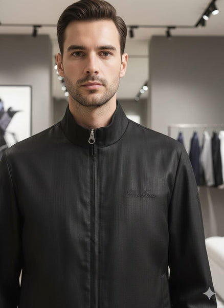 Premium Exclusive High-End Authentic Linen Stand-Collar Zip Jacket