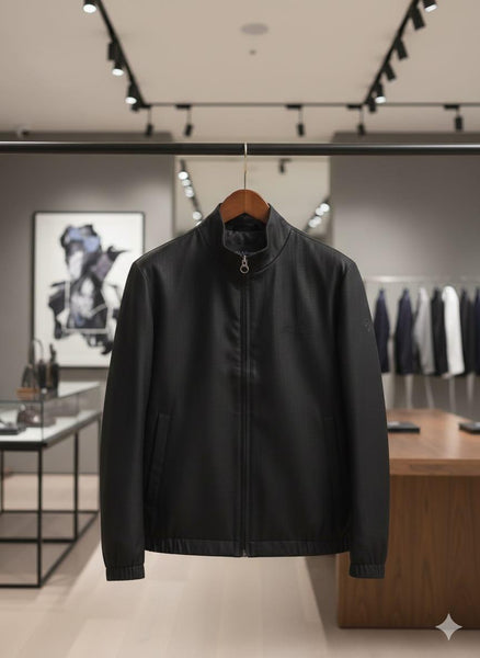 Premium Exclusive High-End Authentic Linen Stand-Collar Zip Jacket