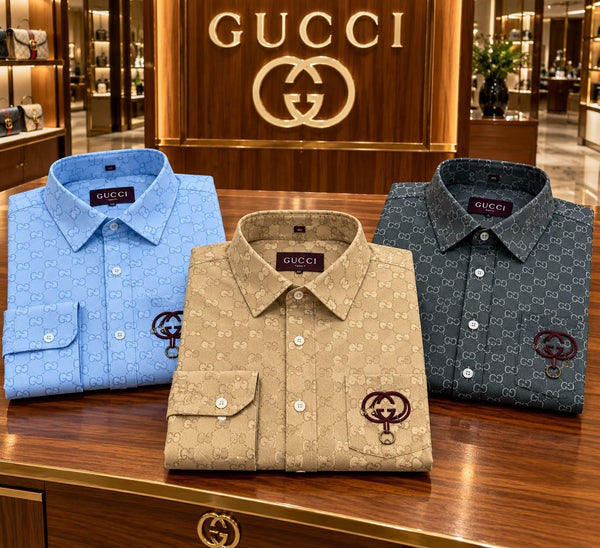 Premium Exclusive High-End Authentic Charcoal Monogram Print Regular Fit Shirt