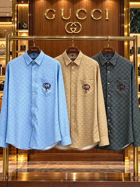Premium Exclusive High-End Authentic Charcoal Monogram Print Regular Fit Shirt