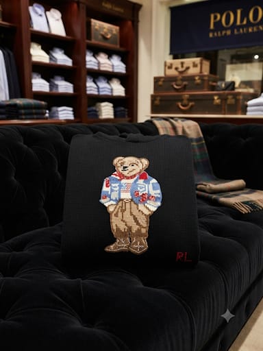 Premium Exclusive High-End Authentic Black Knit Hoodie with Embroidered Bear Graphic