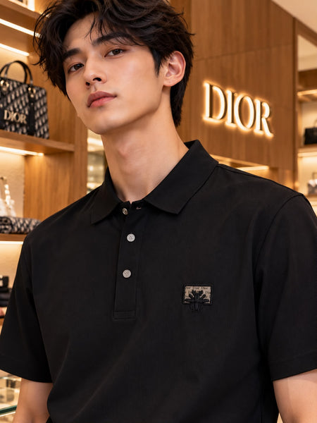 Premium Polo T-Shirt with Signature Chest Logo and Classic Collar