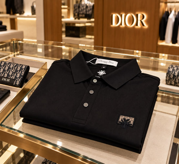 Premium Polo T-Shirt with Signature Chest Logo and Classic Collar