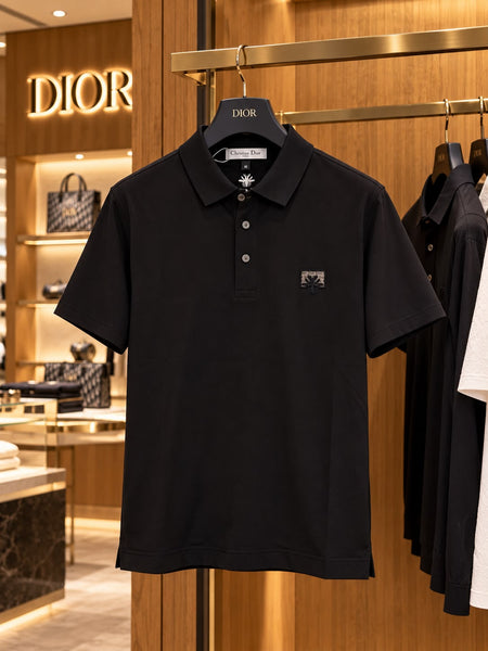 Premium Polo T-Shirt with Signature Chest Logo and Classic Collar