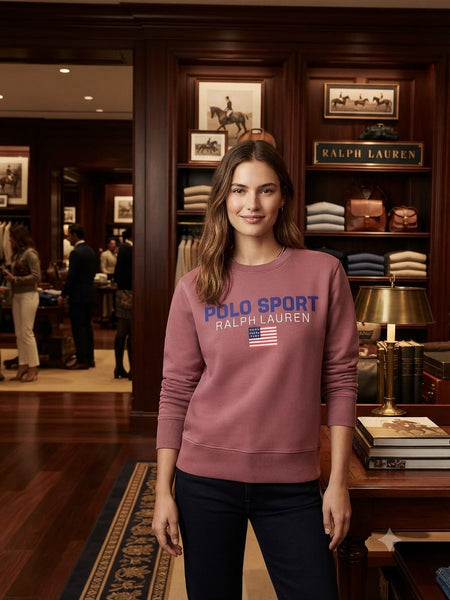 Premium Dusty Pink Polo Sport Sweatshirt for Women