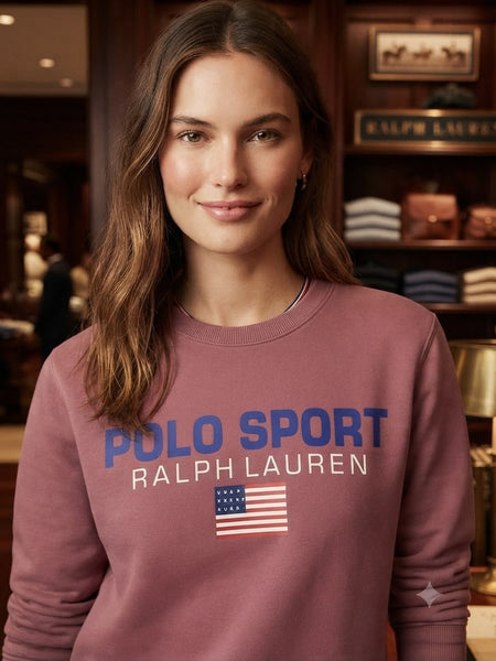 Premium Dusty Pink Polo Sport Sweatshirt for Women