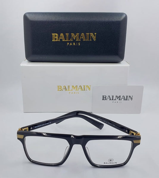 Premium  Black Full-Rim Eyeglasses with Gold-Accent Temples