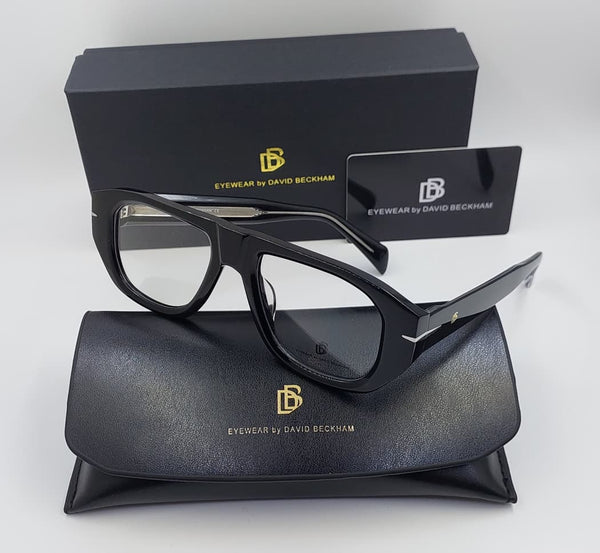 Eyewear  Black Full-Rim Square Eyeglasses with Gold-Accent Temples