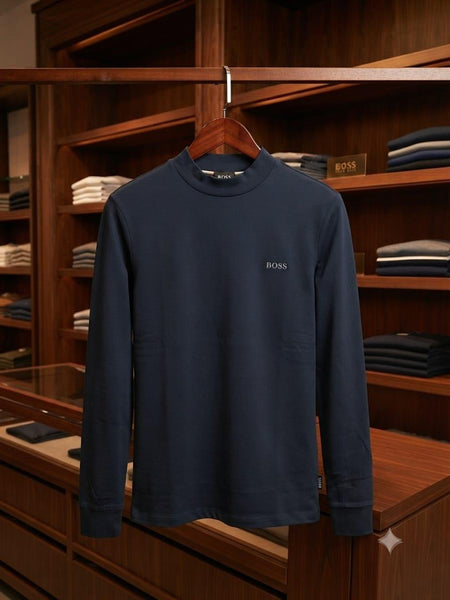 Exclusive Premium Soft Suede-Feel Mock Neck Long Sleeve Pullover