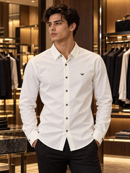 Men's Premium Regular Fit Full-Sleeve Formal Shirt with Logo Detail