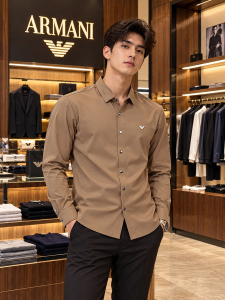 Men's Premium Regular  Fit Full-Sleeve Casual Shirt with Chest Logo Detail