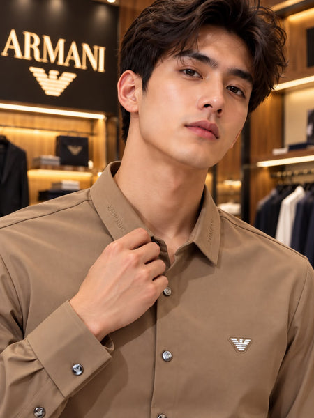 Men's Premium Regular  Fit Full-Sleeve Casual Shirt with Chest Logo Detail