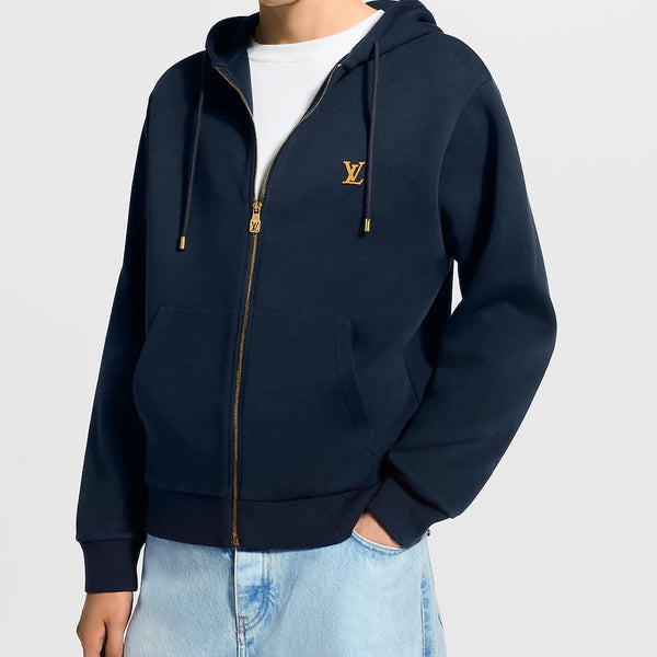 Men's Premium Full-Sleeve Zip-Up Hoodie with Drawstring Hood and Logo Detail