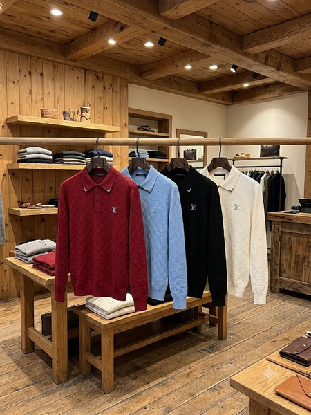 Premium Textured Knit Long-Sleeve Polo Pullover