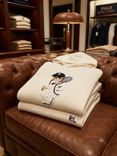 Premium Soft Knit Hoodie with Embroidered Bear Graphic