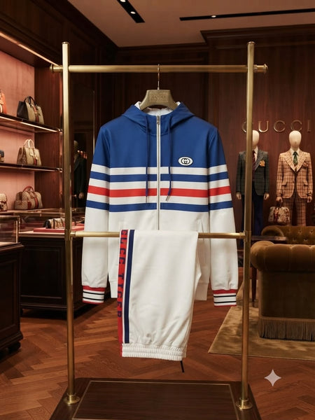 Premium Color-Block Hooded Tracksuit Set