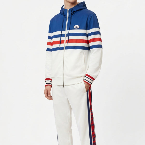 Premium Color-Block Hooded Tracksuit Set