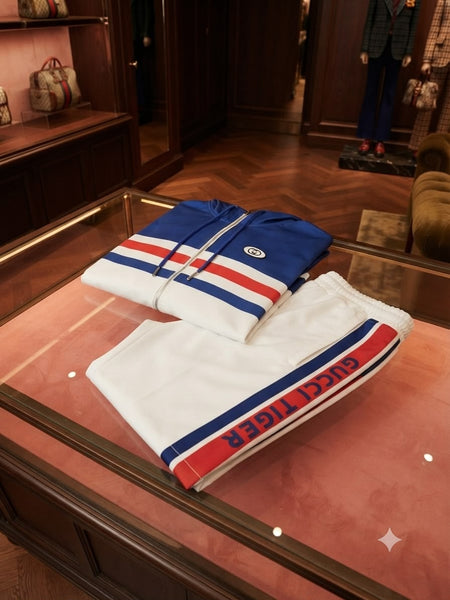 Premium Color-Block Hooded Tracksuit Set