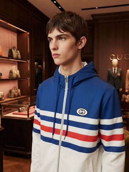 Premium Color-Block Hooded Tracksuit Set