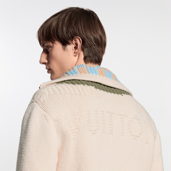 Premium Soft Knit Zip-Up Pullover with Intarsia Collar