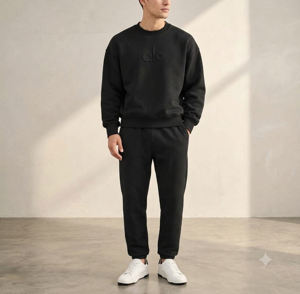 Premium Minimalist Black Crewneck Pullover