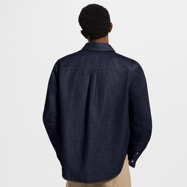 Premium Men’s Dark Denim Long Sleeve Button-Up Shirt