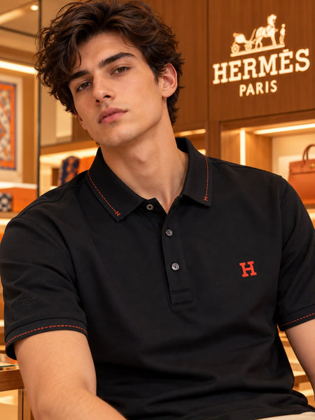 Premium Exclusive High-End Quality Authentic Black Polo Tee for Men Soft Cotton Casual Shirt