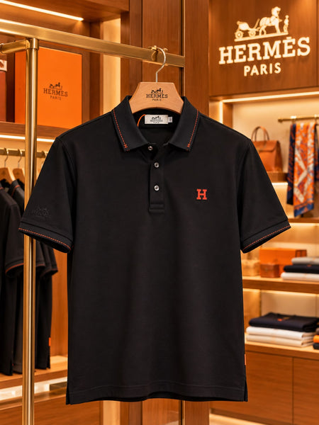 Premium Exclusive High-End Quality Authentic Black Polo Tee for Men Soft Cotton Casual Shirt
