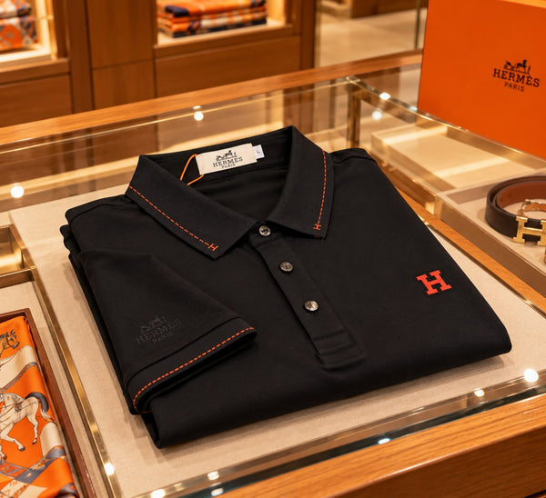Premium Exclusive High-End Quality Authentic Black Polo Tee for Men Soft Cotton Casual Shirt