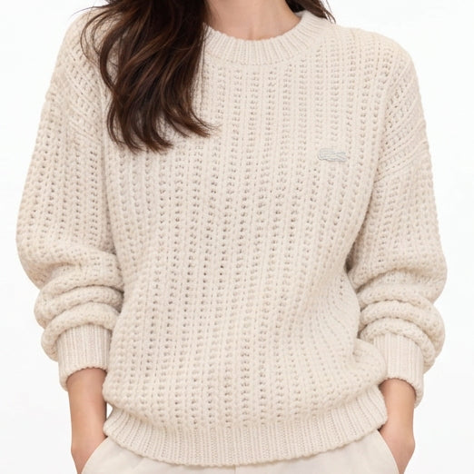 Premium Exclusive High-End Quality Soft Knit Cream Ladies Pullover Sweater for Women