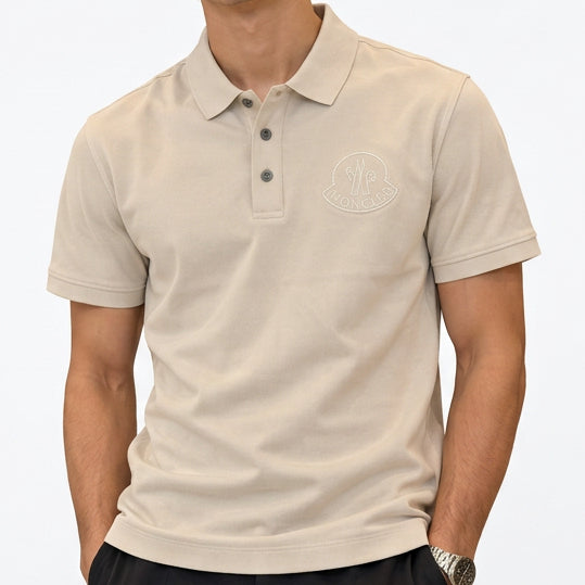 Premium Exclusive High-End Soft Classic Fit Short Sleeve Beige Polo Tee for Refined Everyday Style