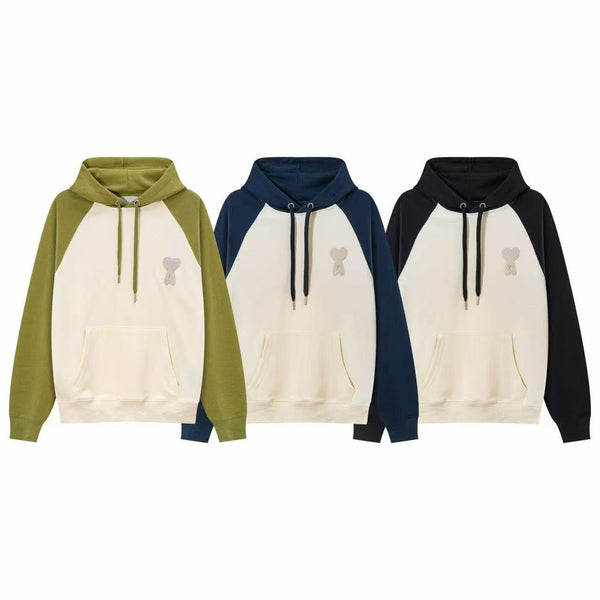 Premium Exclusive High-End Soft Fleece Color Block Raglan Sleeve Hoodie for Casual Comfort Style